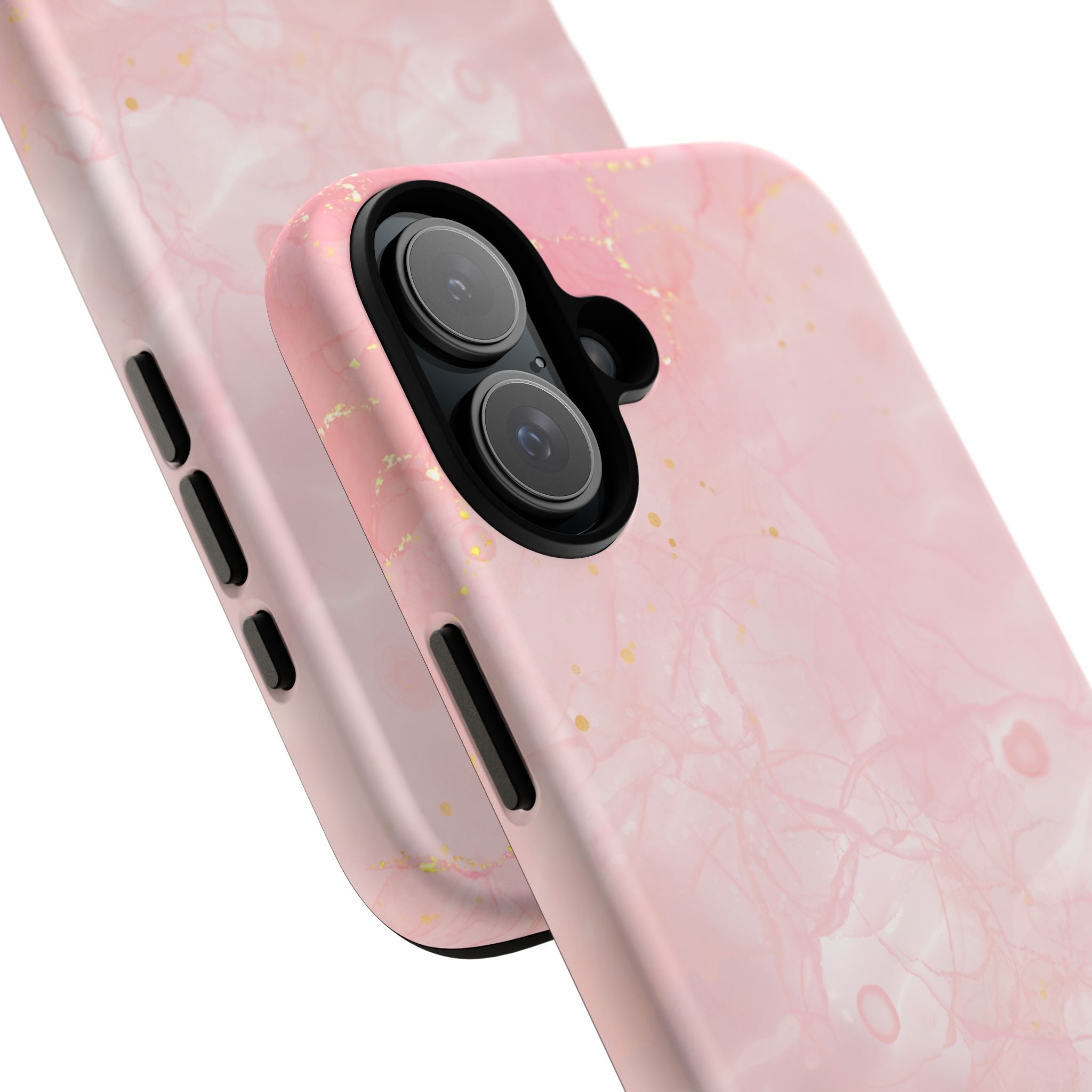 Pink Marble Tough Phone Case — Protective iPhone Cover with Gold Vein Design
