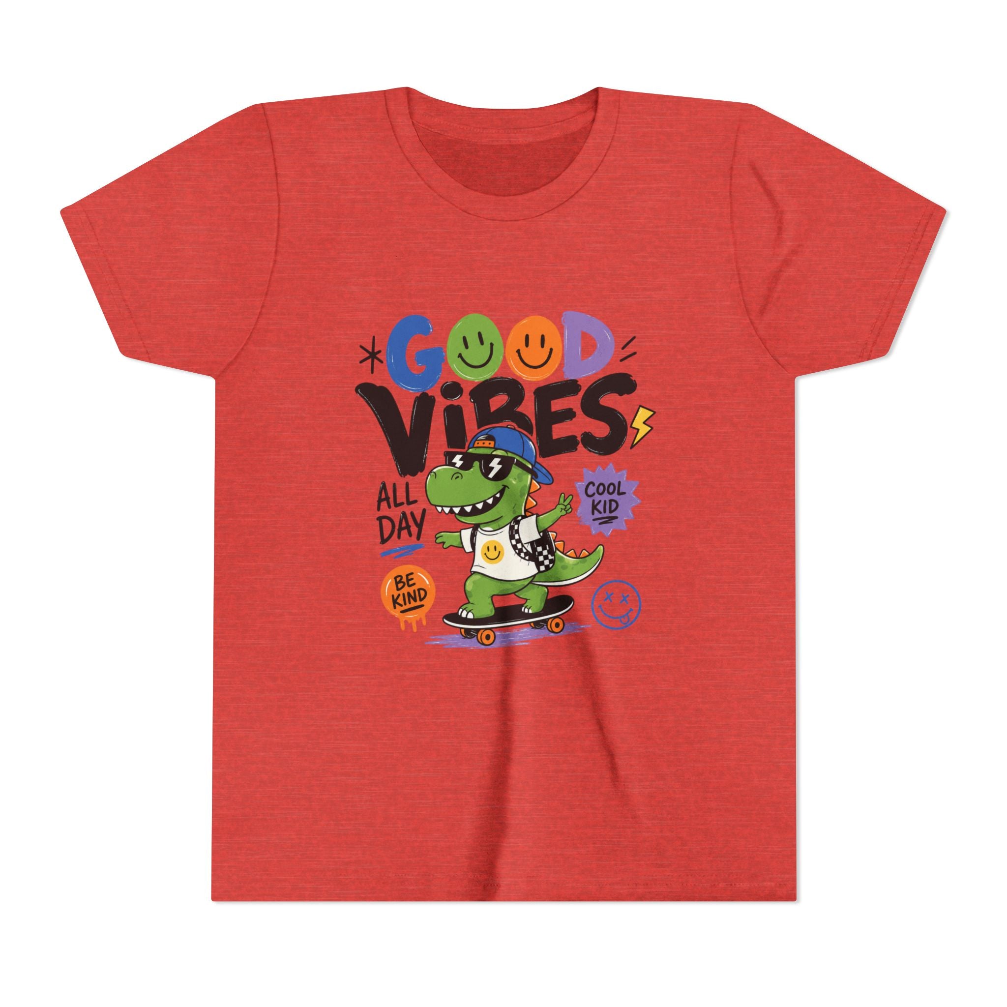 Good Vibes Skate Dino Youth Tee – Cool Kid Graphic Shirt
