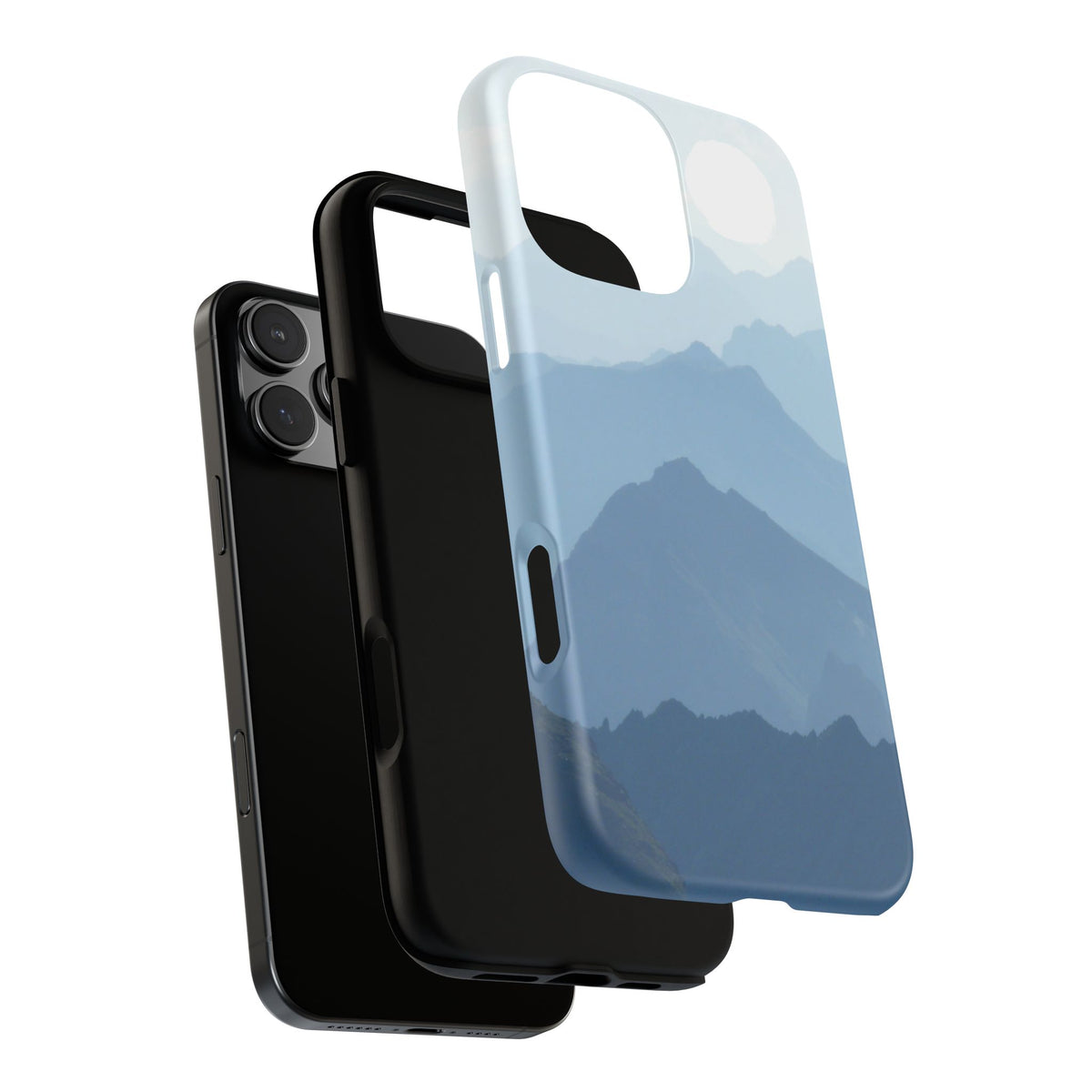 Mountain Sunrise Tough Phone Case — Blue Layered Peaks Protective Cover