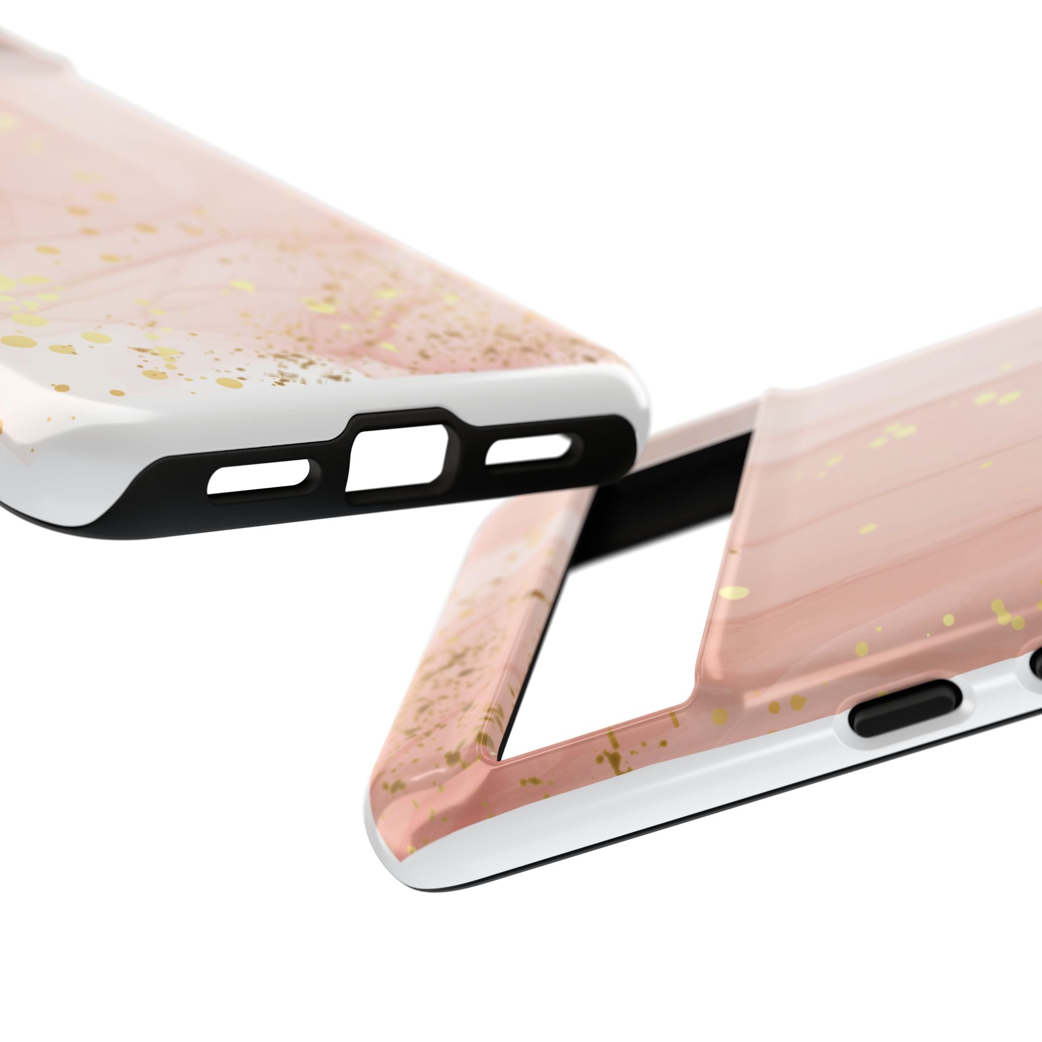 Rose Gold Marble Tough Case – Pink Marble Phone Case with Gold Glitter Accents
