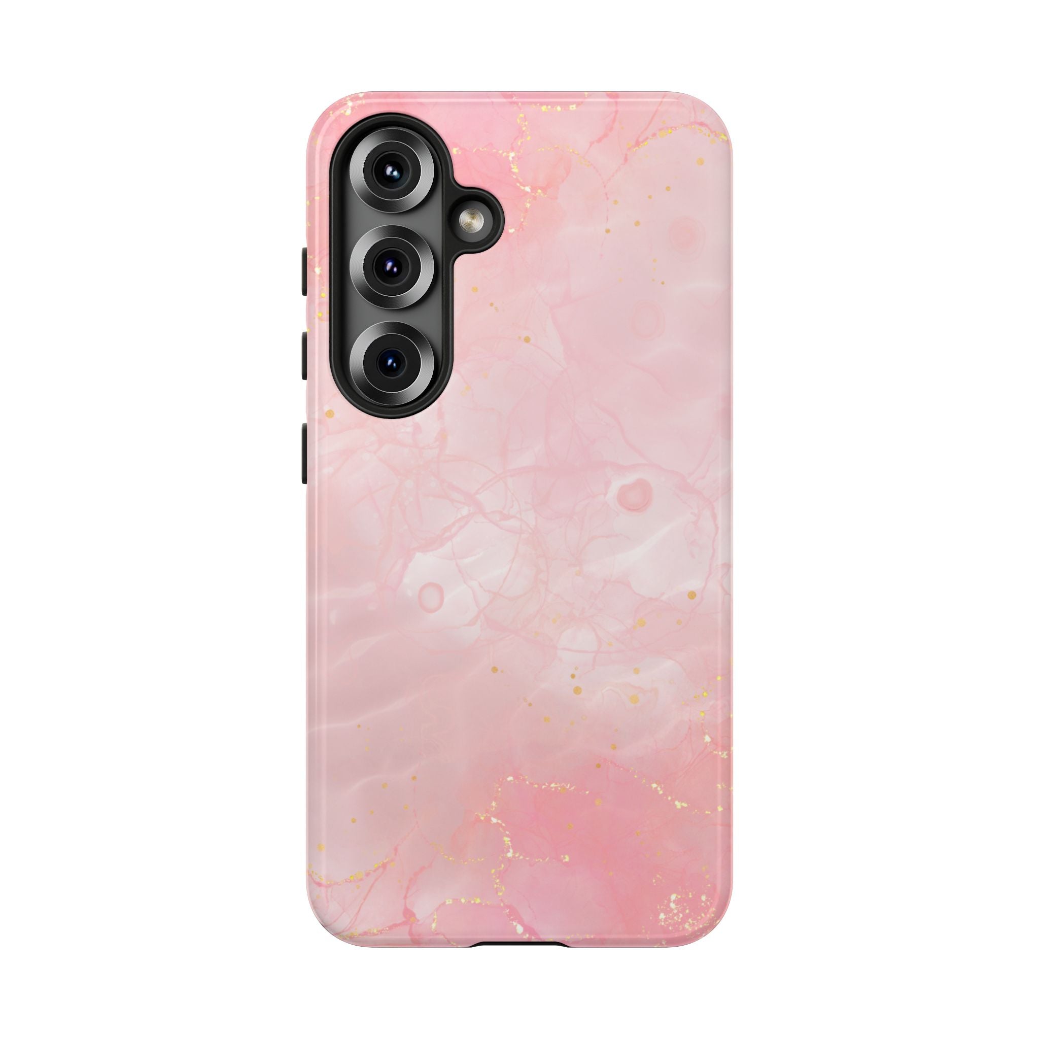 Pink Marble Tough Phone Case — Protective iPhone Cover with Gold Vein Design