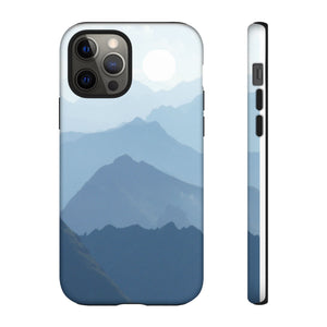 Mountain Sunrise Tough Phone Case — Blue Layered Peaks Protective Cover