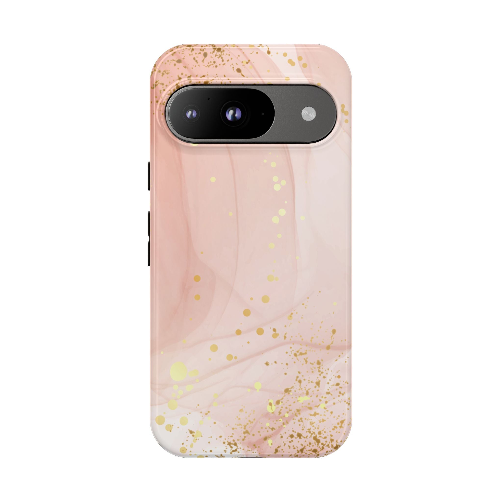 Rose Gold Marble Tough Case – Pink Marble Phone Case with Gold Glitter Accents