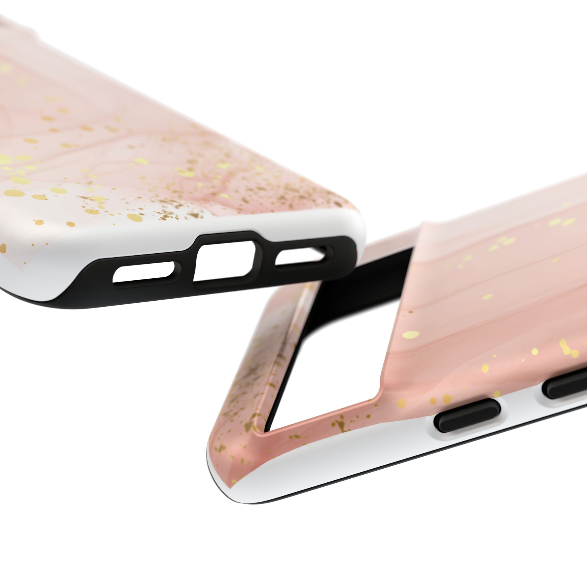 Rose Gold Marble Tough Case – Pink Marble Phone Case with Gold Glitter Accents
