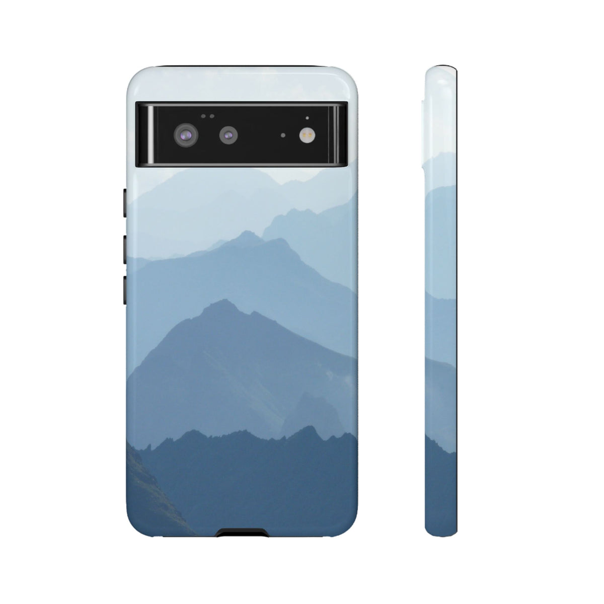 Mountain Sunrise Tough Phone Case — Blue Layered Peaks Protective Cover