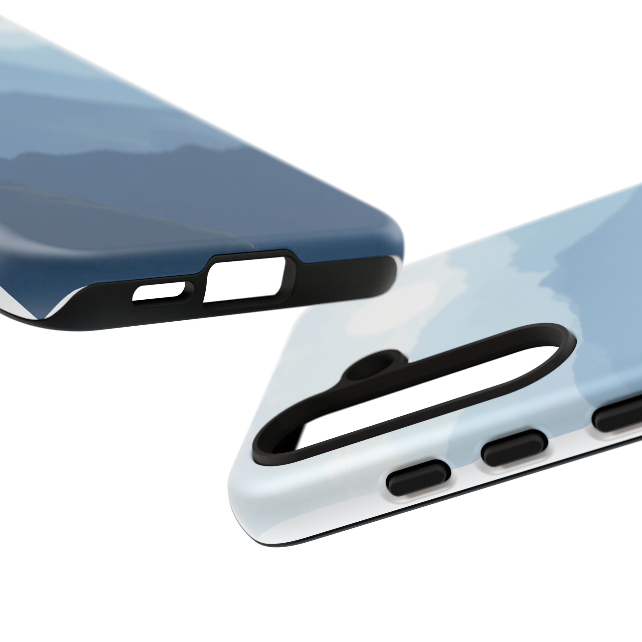 Mountain Sunrise Tough Phone Case — Blue Layered Peaks Protective Cover