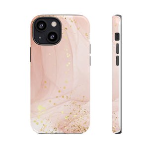 Rose Gold Marble Tough Case – Pink Marble Phone Case with Gold Glitter Accents
