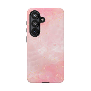 Pink Marble Tough Phone Case — Protective iPhone Cover with Gold Vein Design