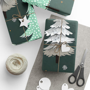 Holiday Pine Tree Wrapping Paper — Dark Green Christmas Gift Wrap