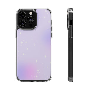 Clear Magnetic Phone Case — Pastel Purple Galaxy with Sparkle