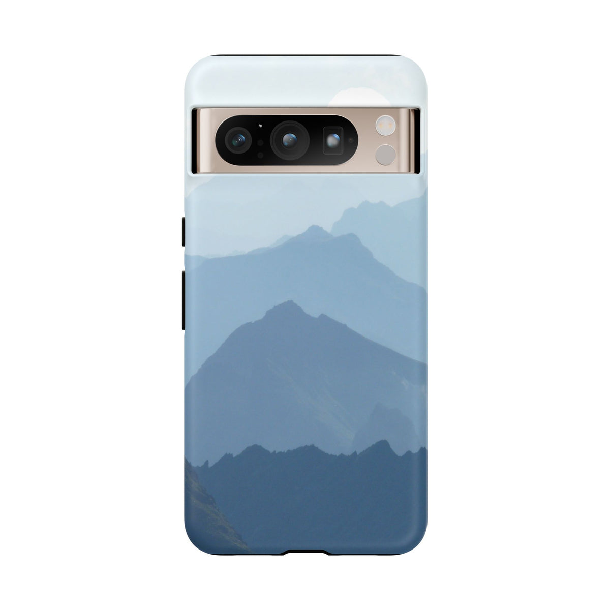 Mountain Sunrise Tough Phone Case — Blue Layered Peaks Protective Cover