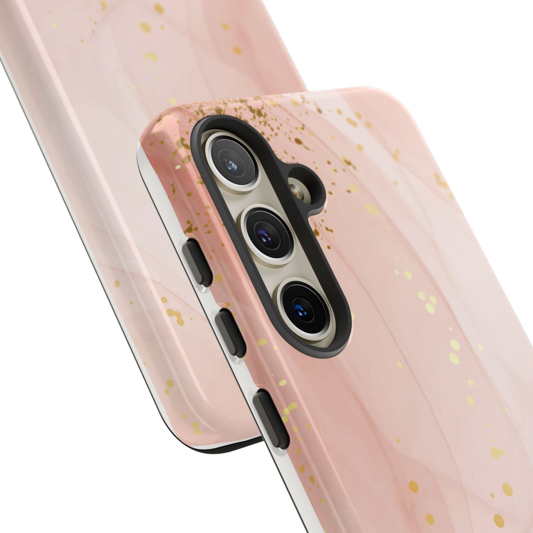 Rose Gold Marble Tough Case – Pink Marble Phone Case with Gold Glitter Accents