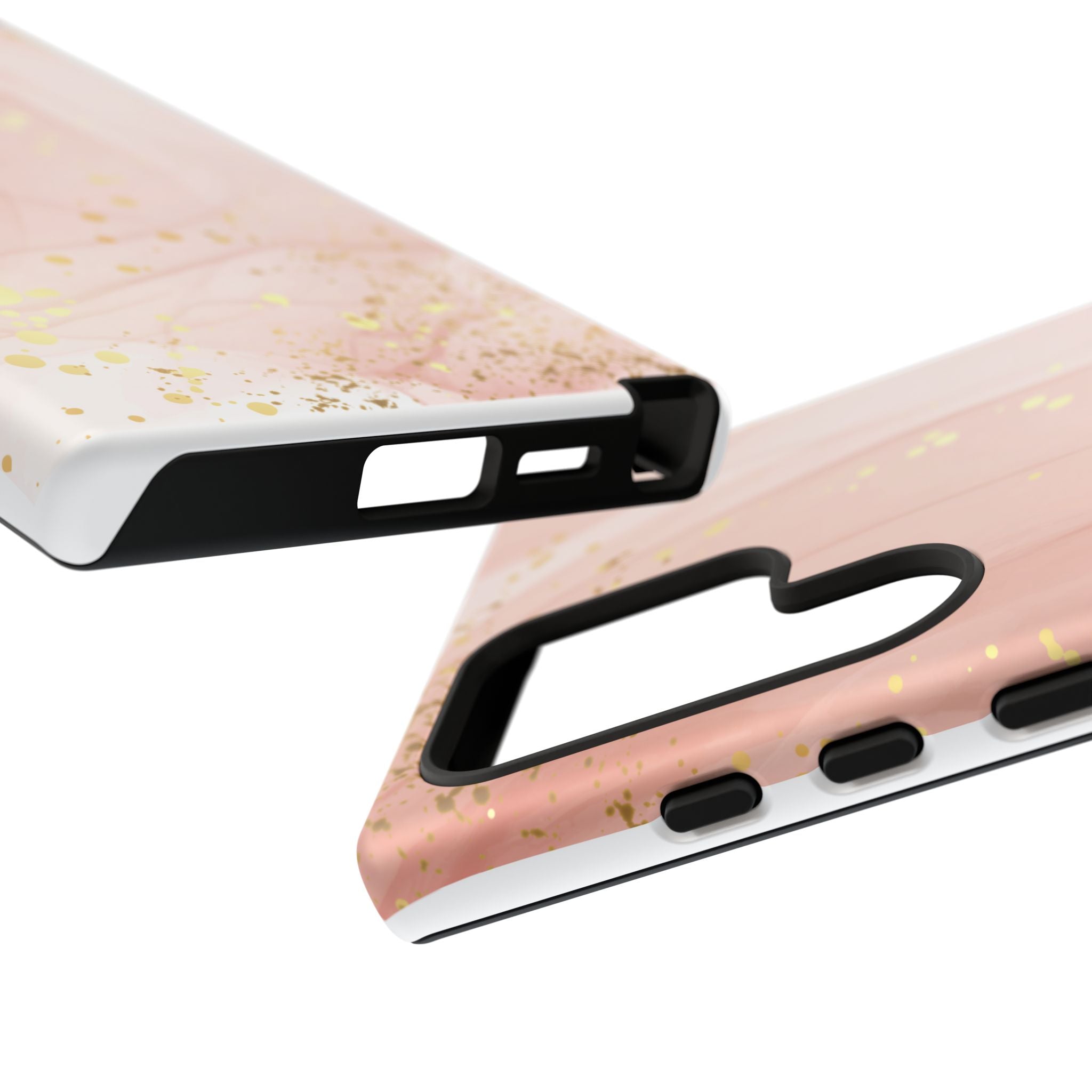 Rose Gold Marble Tough Case – Pink Marble Phone Case with Gold Glitter Accents