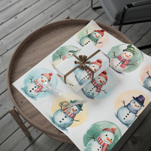 Snowman Watercolor Wrapping Paper Roll