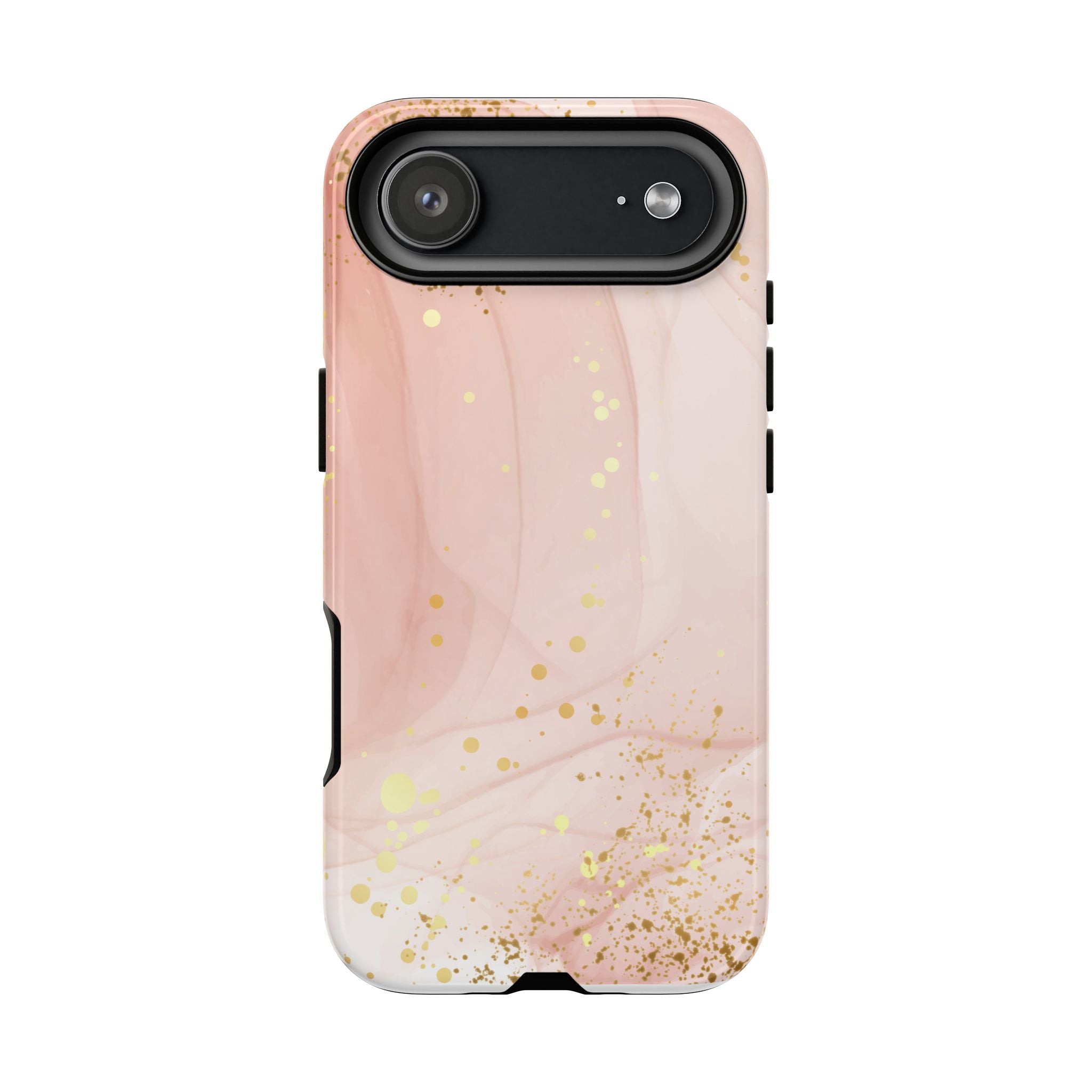 Rose Gold Marble Tough Case – Pink Marble Phone Case with Gold Glitter Accents