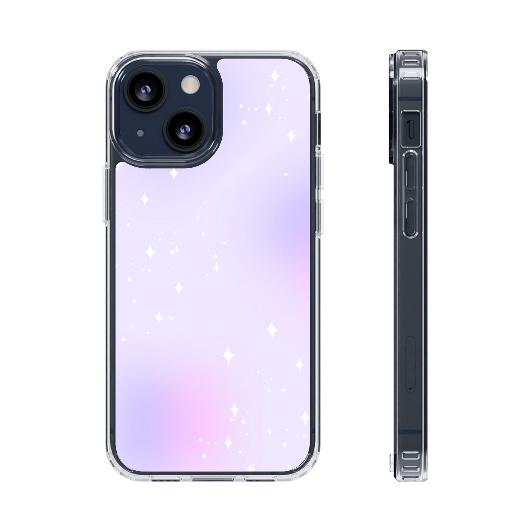 Clear Magnetic Phone Case — Pastel Purple Galaxy with Sparkle