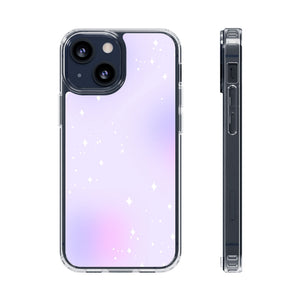 Clear Magnetic Phone Case — Pastel Purple Galaxy with Sparkle