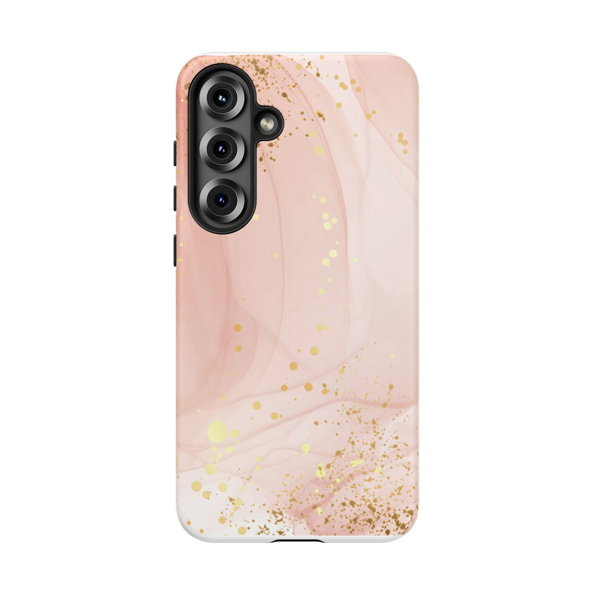 Rose Gold Marble Tough Case – Pink Marble Phone Case with Gold Glitter Accents
