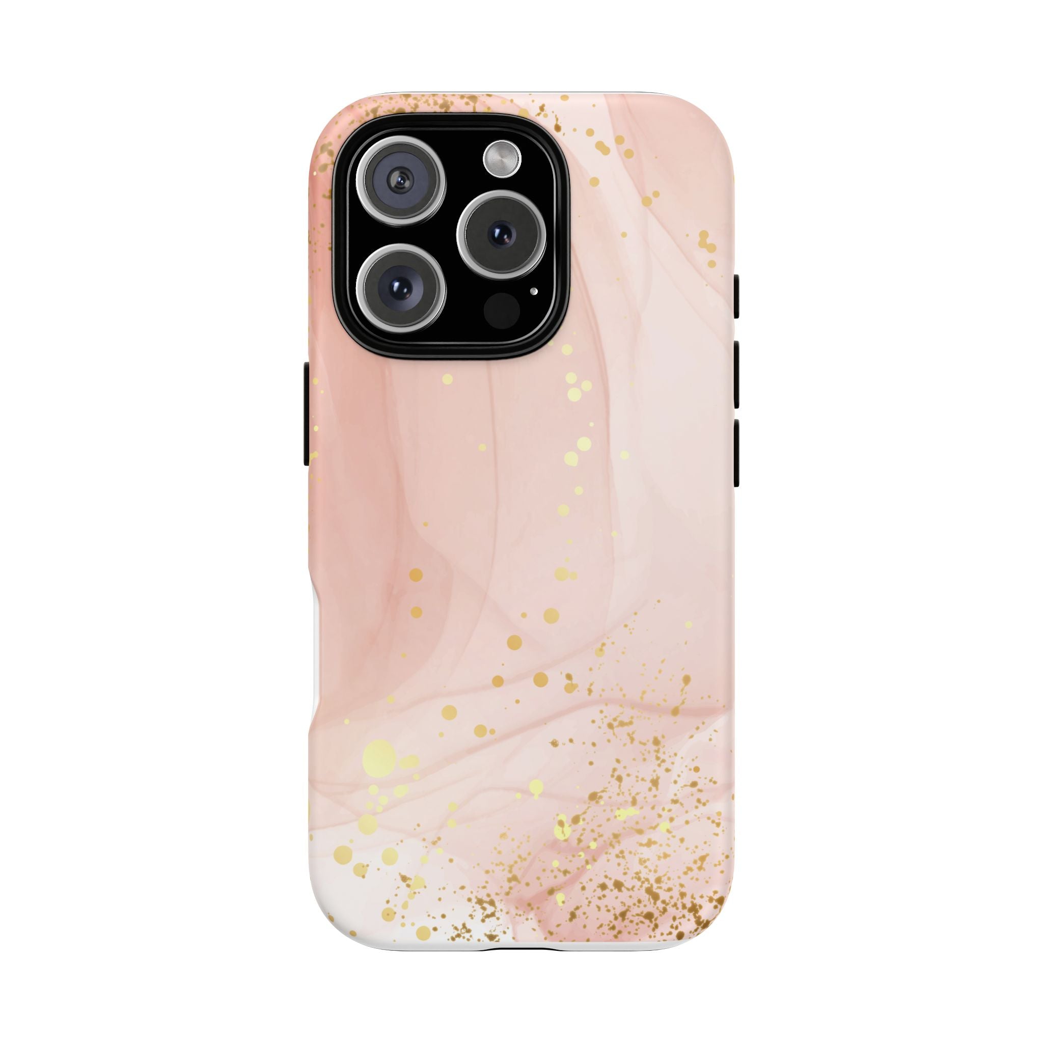 Rose Gold Marble Tough Case – Pink Marble Phone Case with Gold Glitter Accents
