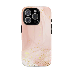 Rose Gold Marble Tough Case – Pink Marble Phone Case with Gold Glitter Accents
