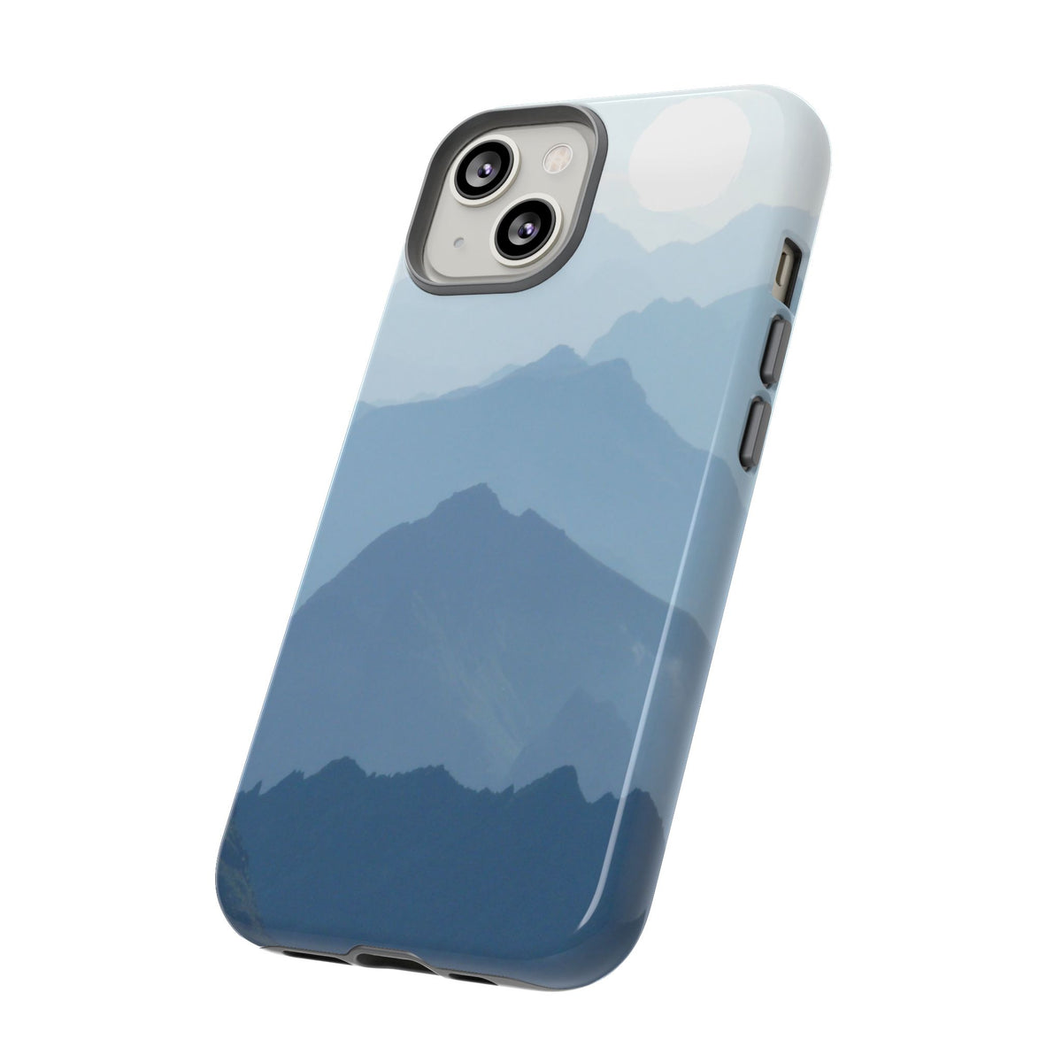 Mountain Sunrise Tough Phone Case — Blue Layered Peaks Protective Cover