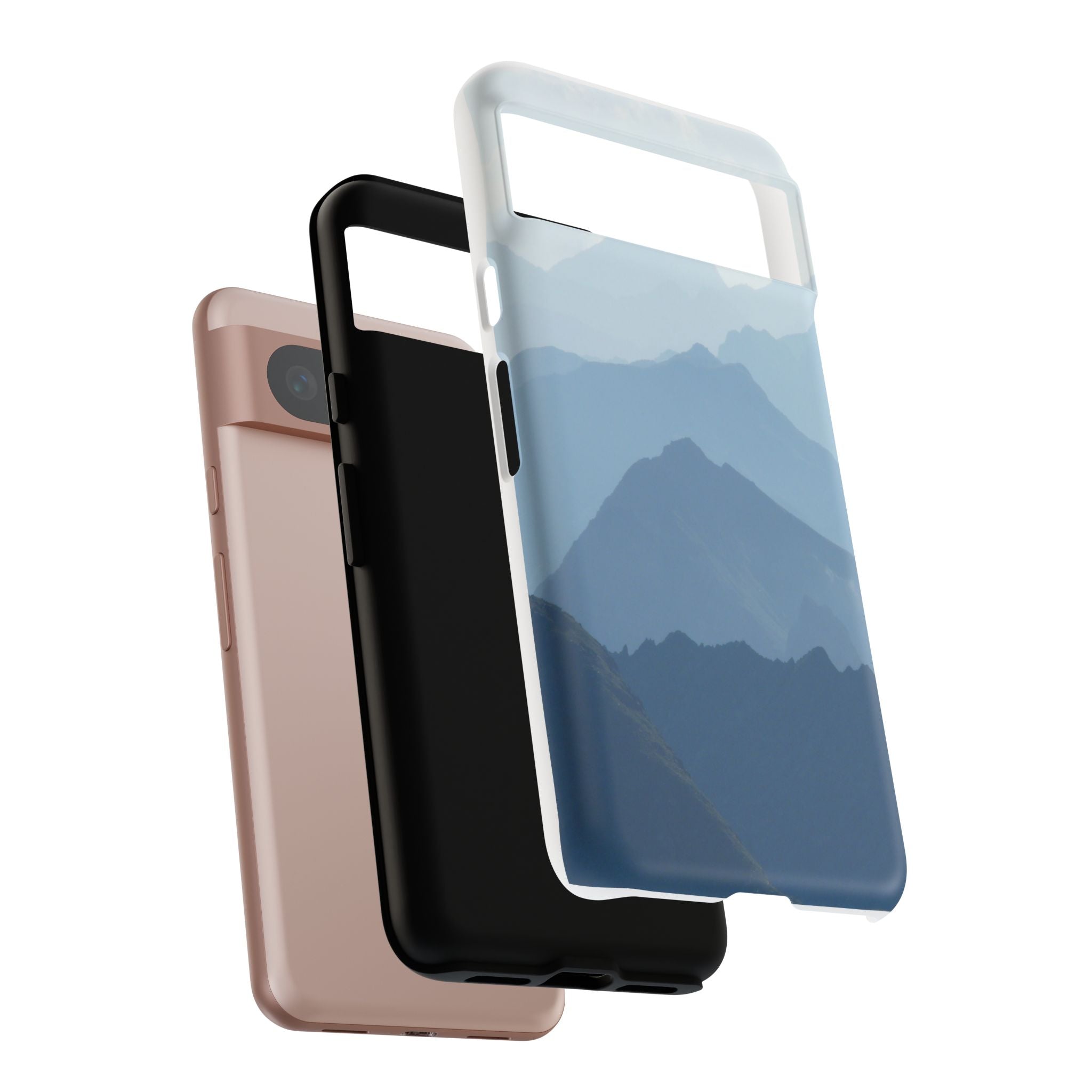 Mountain Sunrise Tough Phone Case — Blue Layered Peaks Protective Cover