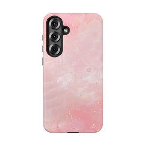 Pink Marble Tough Phone Case — Protective iPhone Cover with Gold Vein Design