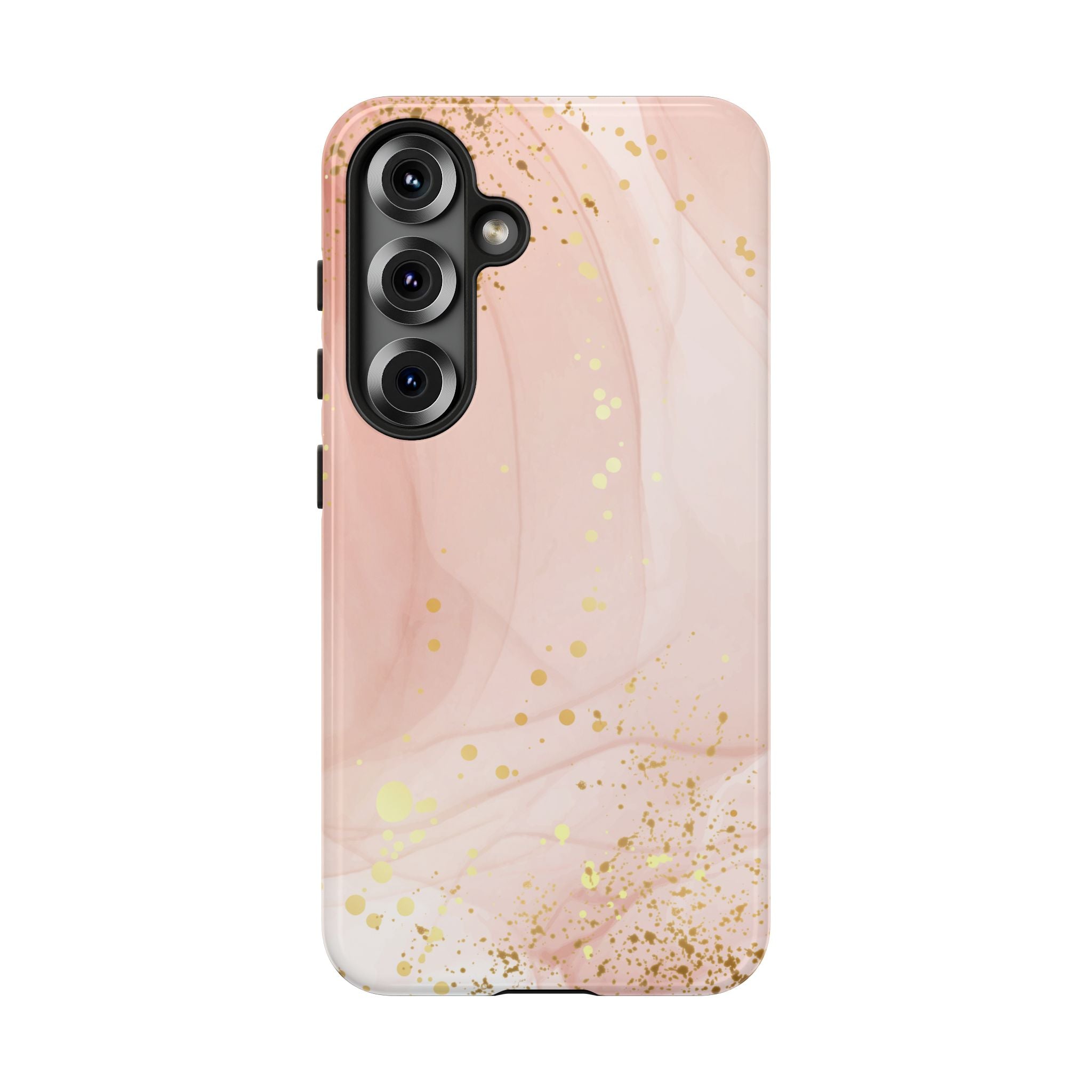 Rose Gold Marble Tough Case – Pink Marble Phone Case with Gold Glitter Accents