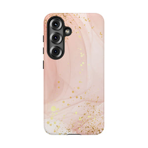 Rose Gold Marble Tough Case – Pink Marble Phone Case with Gold Glitter Accents