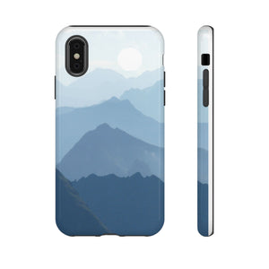 Mountain Sunrise Tough Phone Case — Blue Layered Peaks Protective Cover