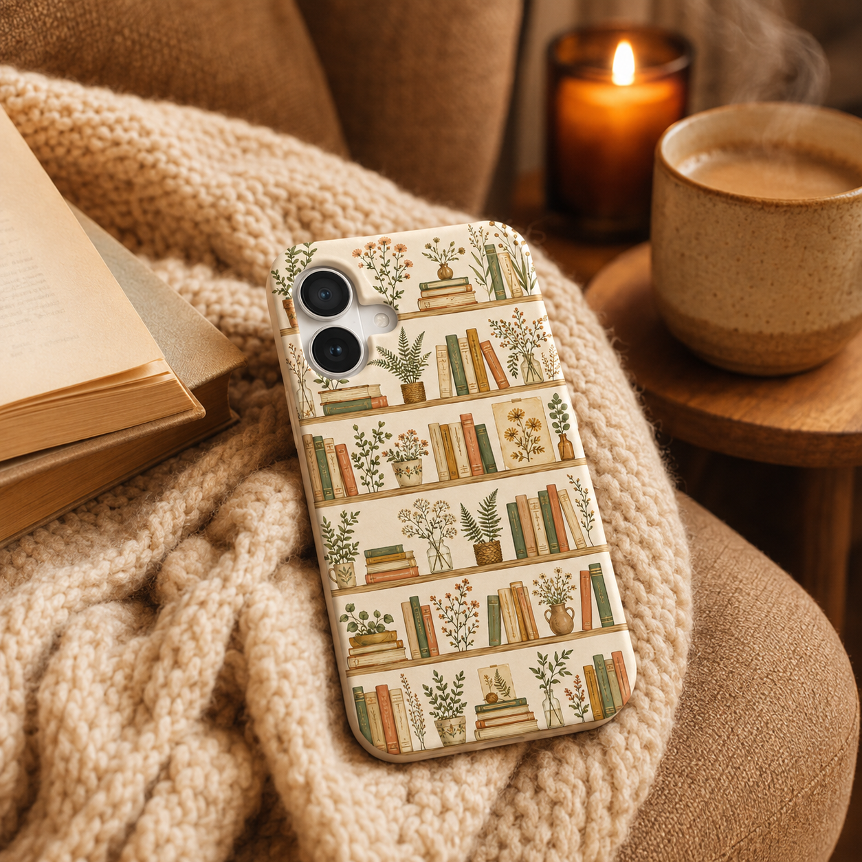 Phone Case - Cozy Bookshelf Botanical Tough Case