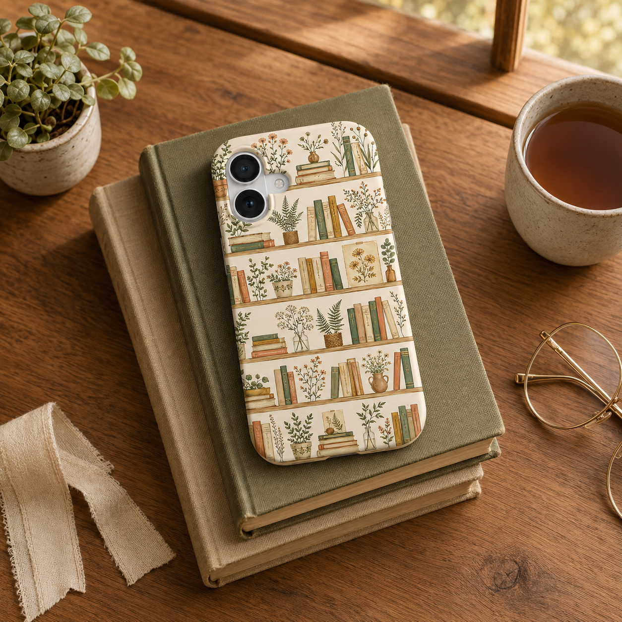 Phone Case - Cozy Bookshelf Botanical Tough Case