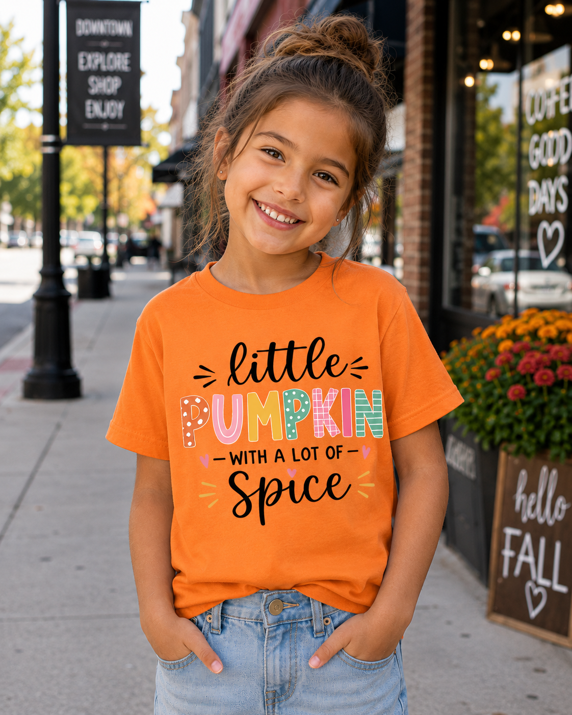 Youth Tee - "Little Pumpkin with a Lot of Spice" Fall Kids Shirt