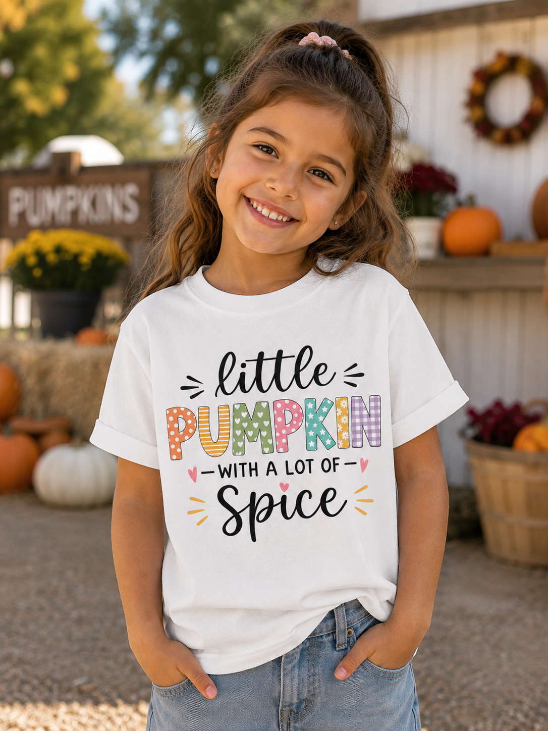 Youth Tee - "Little Pumpkin with a Lot of Spice" Fall Kids Shirt