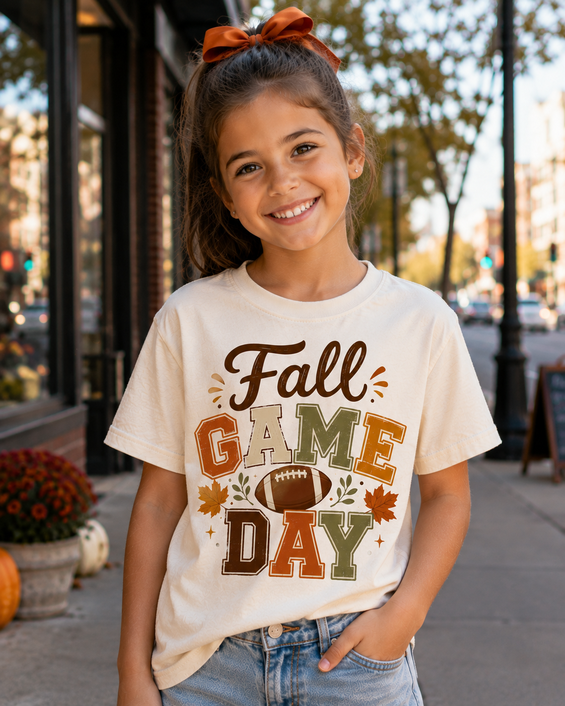 Fall Game Day Youth Tee — Kids Football Autumn Shirt