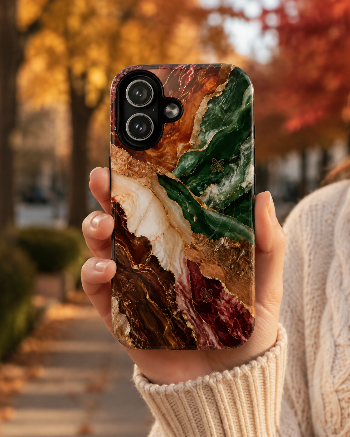 Marble Phone Case | Emerald Gold Marble Cover | Luxury Stone Print for iPhone 17 16 15 & Samsung