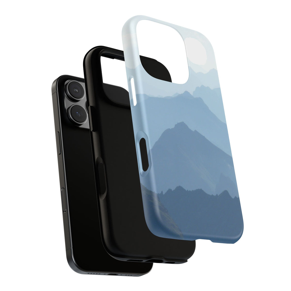Mountain Sunrise Tough Phone Case — Blue Layered Peaks Protective Cover