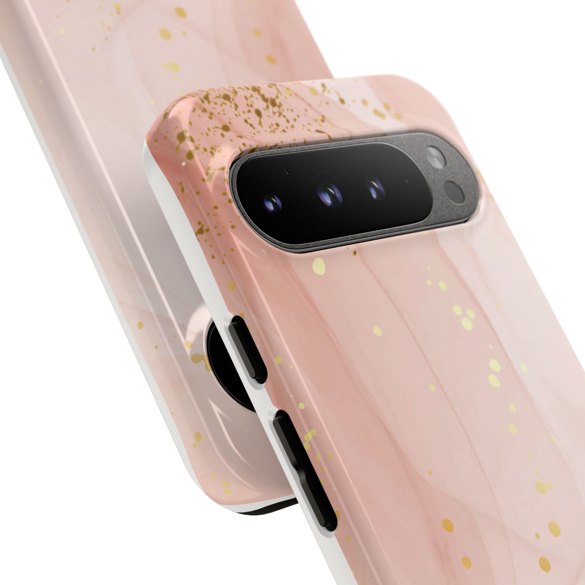Rose Gold Marble Tough Case – Pink Marble Phone Case with Gold Glitter Accents