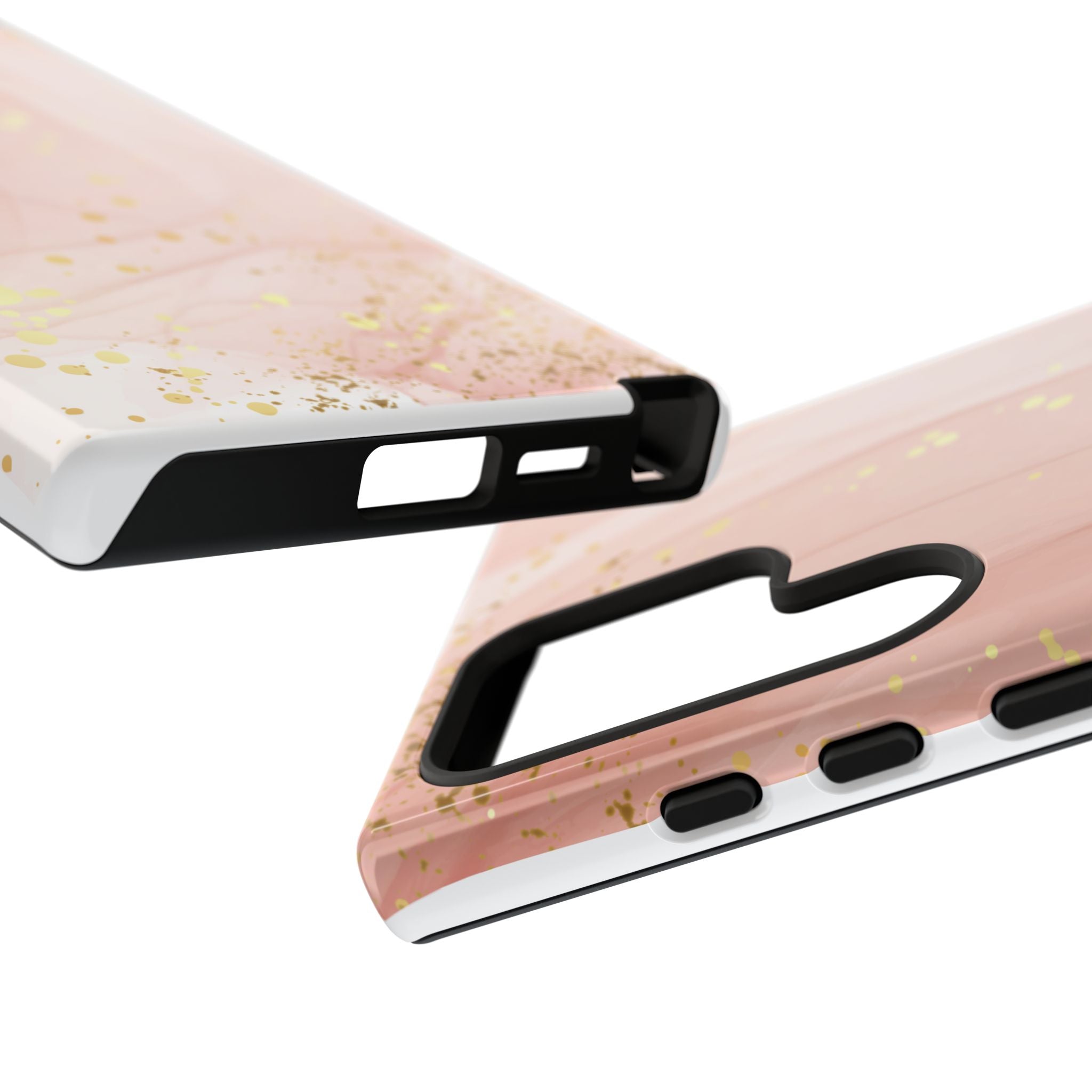 Rose Gold Marble Tough Case – Pink Marble Phone Case with Gold Glitter Accents