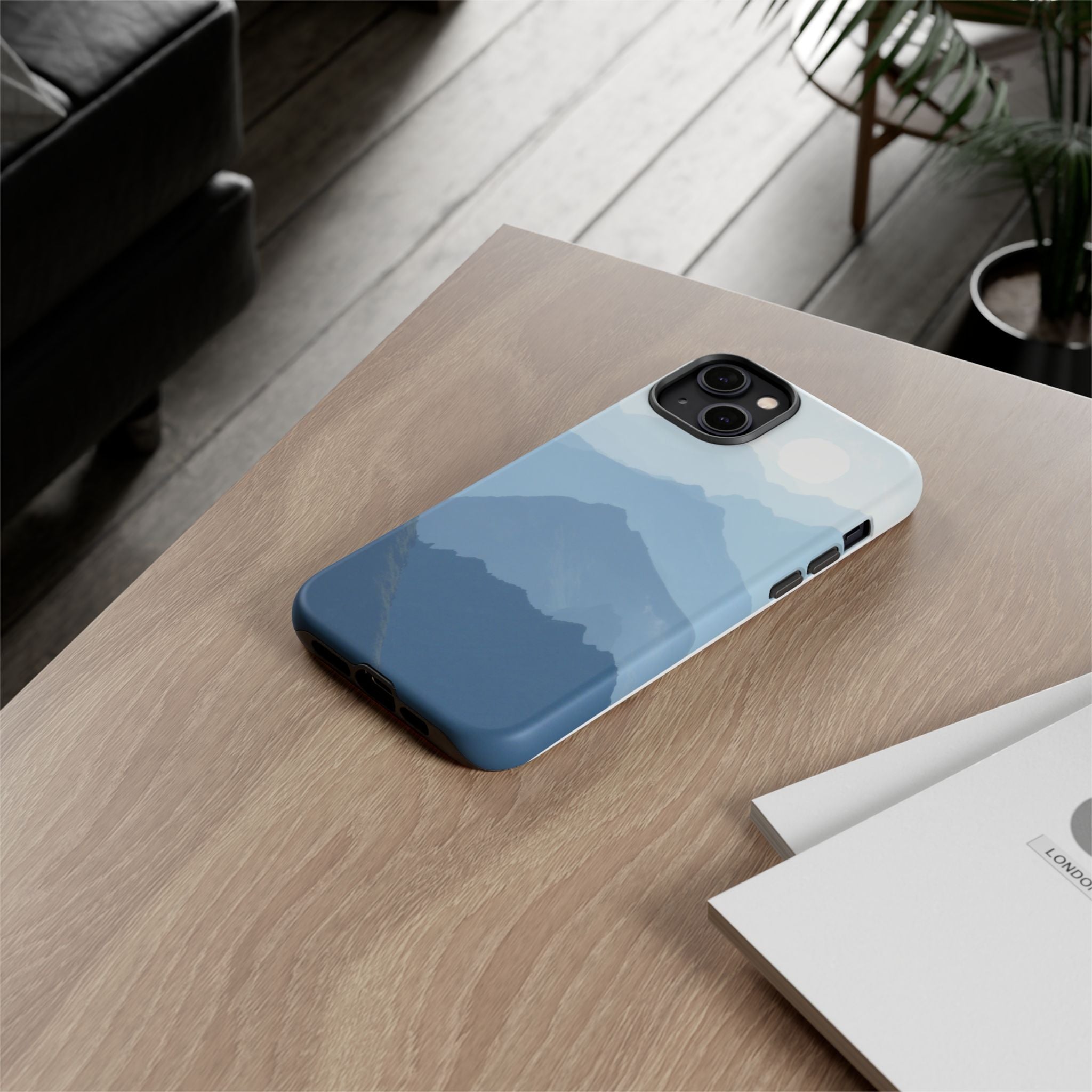 Mountain Sunrise Tough Phone Case — Blue Layered Peaks Protective Cover