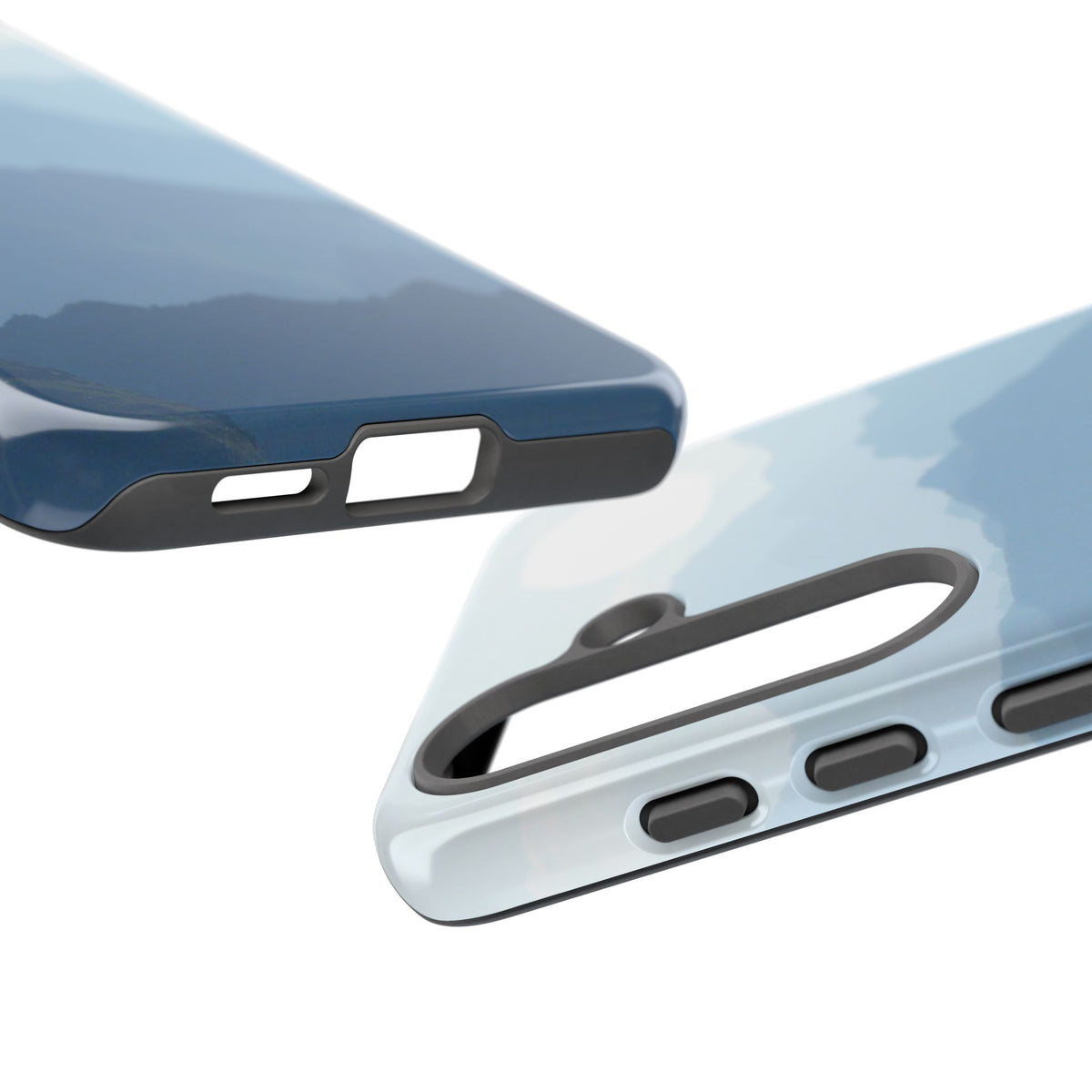 Mountain Sunrise Tough Phone Case — Blue Layered Peaks Protective Cover