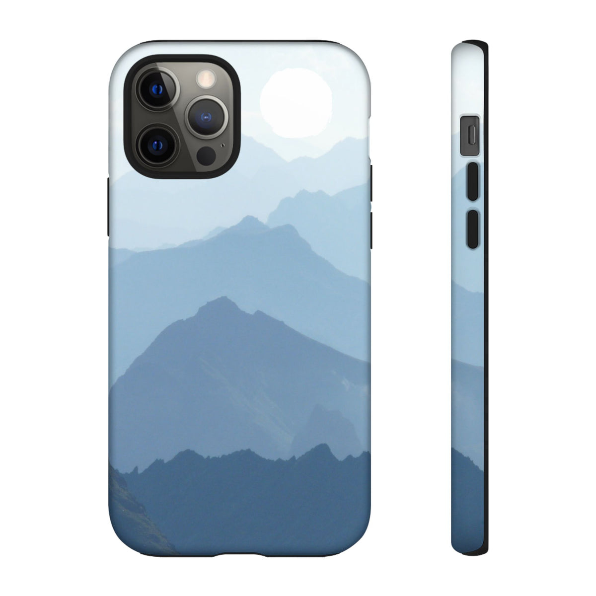 Mountain Sunrise Tough Phone Case — Blue Layered Peaks Protective Cover