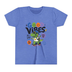 Good Vibes Skate Dino Youth Tee – Cool Kid Graphic Shirt