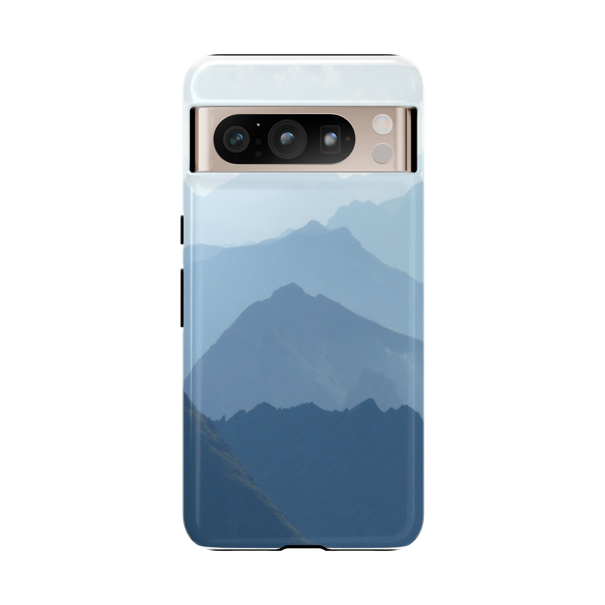 Mountain Sunrise Tough Phone Case — Blue Layered Peaks Protective Cover