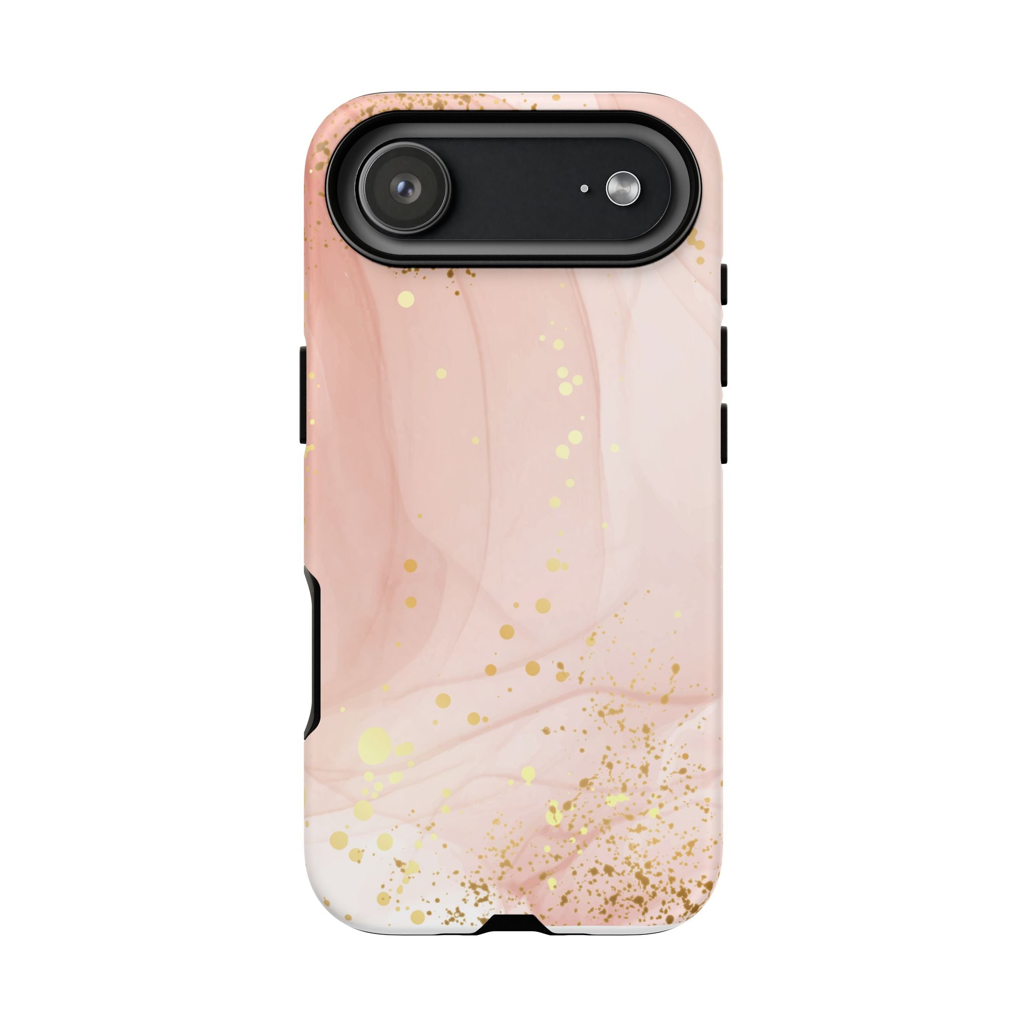 Rose Gold Marble Tough Case – Pink Marble Phone Case with Gold Glitter Accents