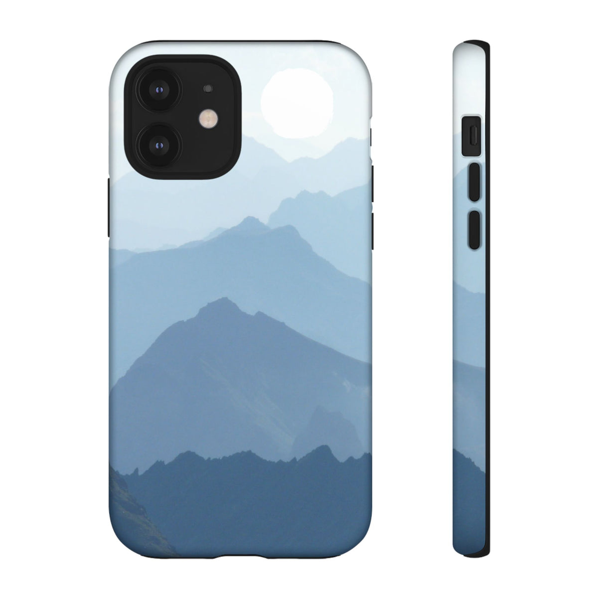 Mountain Sunrise Tough Phone Case — Blue Layered Peaks Protective Cover