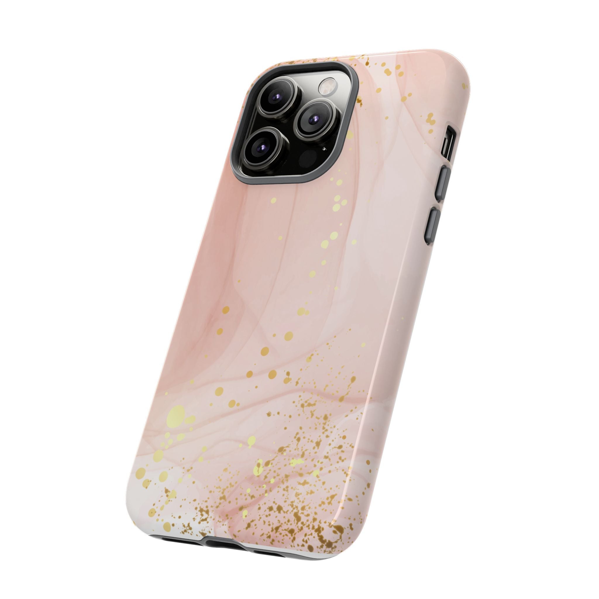 Rose Gold Marble Tough Case – Pink Marble Phone Case with Gold Glitter Accents