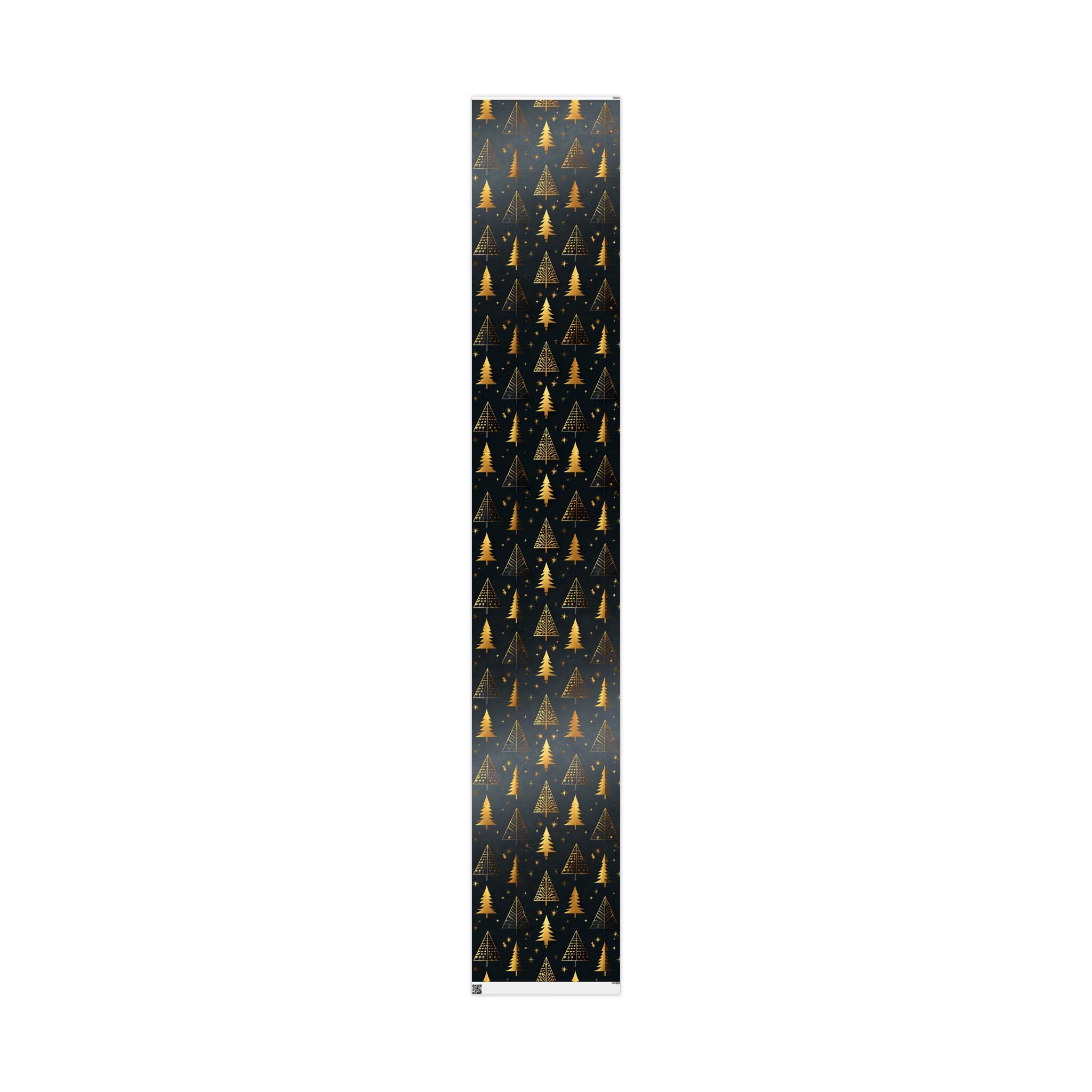 Gold Christmas Trees Wrapping Paper — Elegant Black & Gold Holiday Gift Wrap