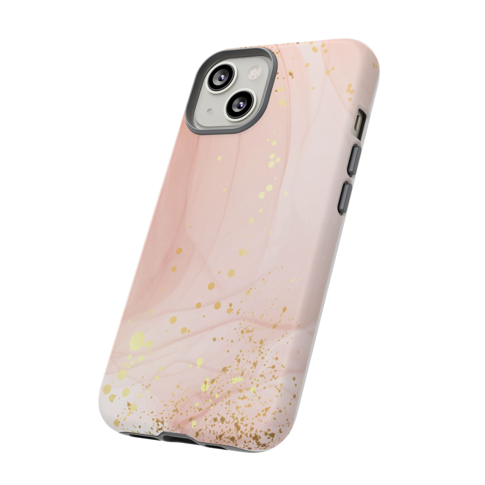 Rose Gold Marble Tough Case – Pink Marble Phone Case with Gold Glitter Accents