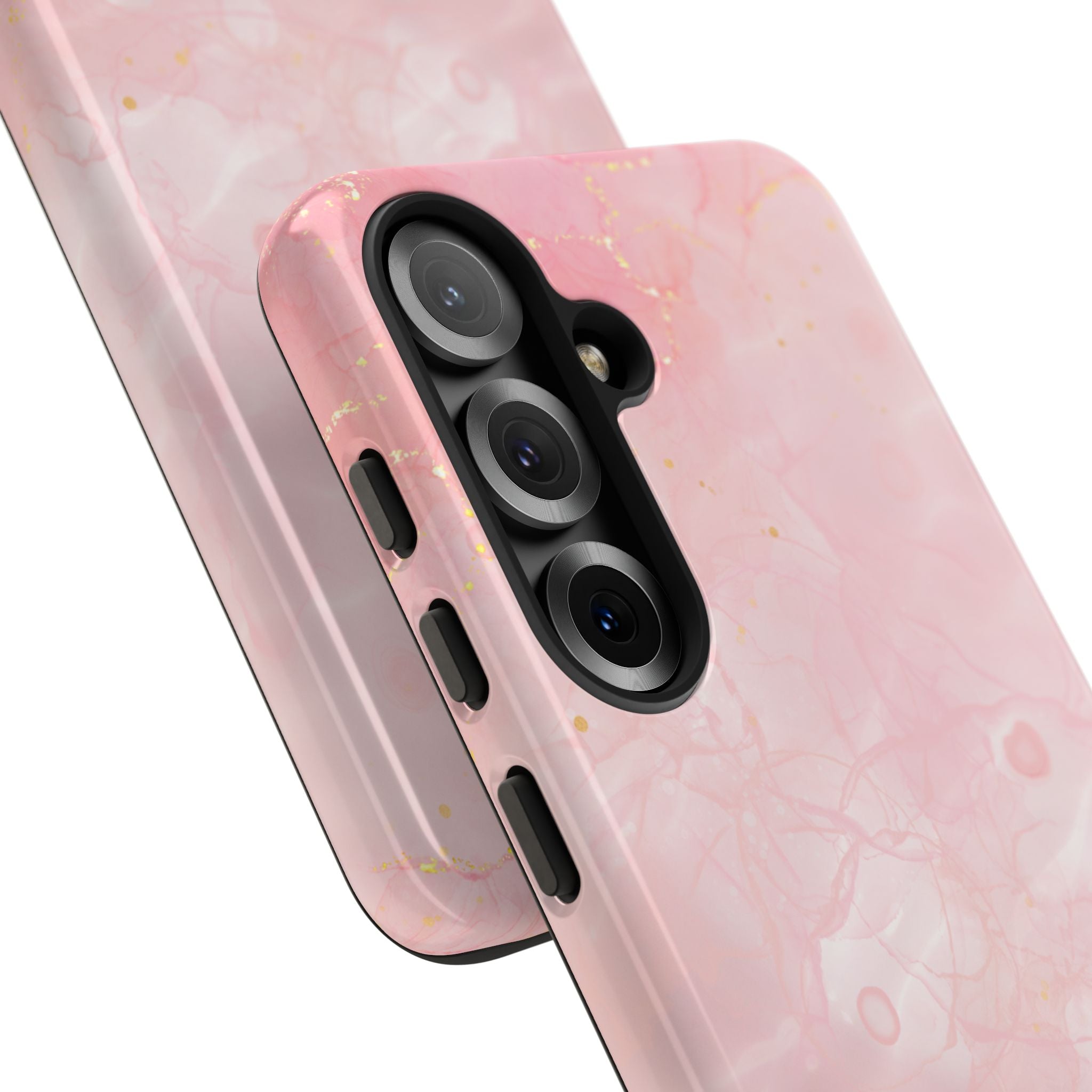 Pink Marble Tough Phone Case — Protective iPhone Cover with Gold Vein Design